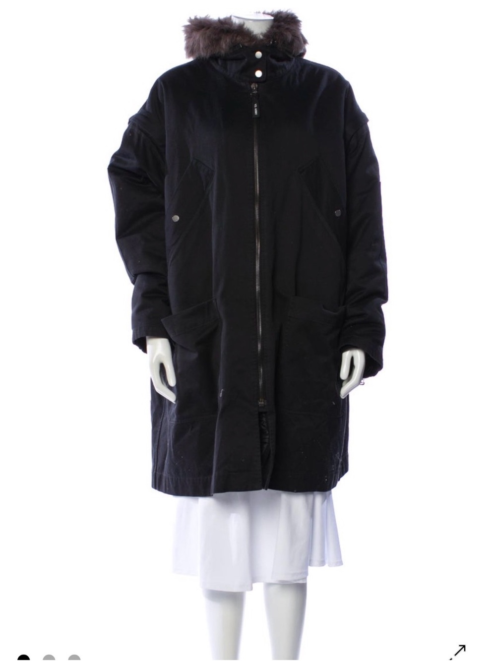 Yves Salomon Army Paris Shearling Lined Down Parka w/ Leather Hood FR 44 US 12